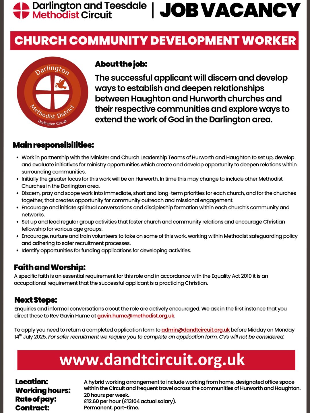 Darlington Methodist District | Church Community Development Worker