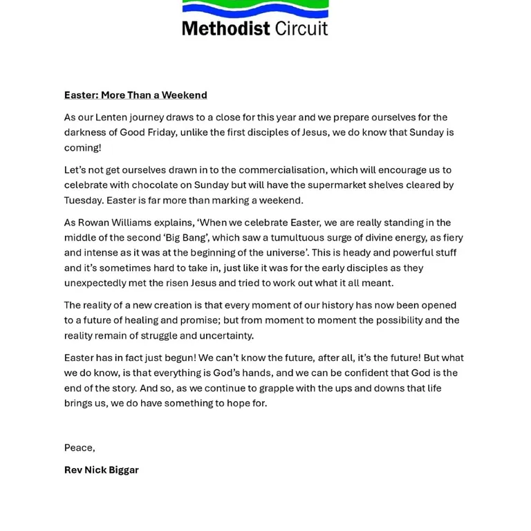 Easter Message 2026 &ndash; Rev N Biggar