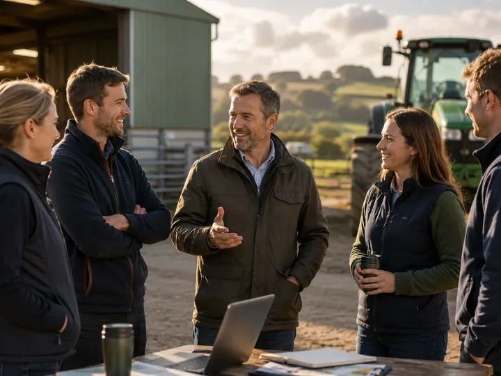 Farm Meeting in Golden Light
