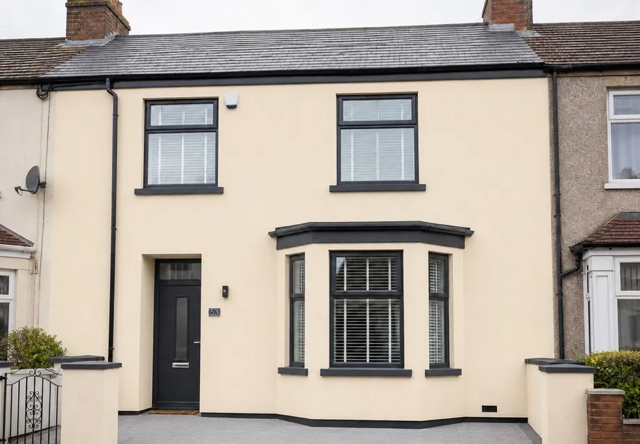 Cream rendered terraced house