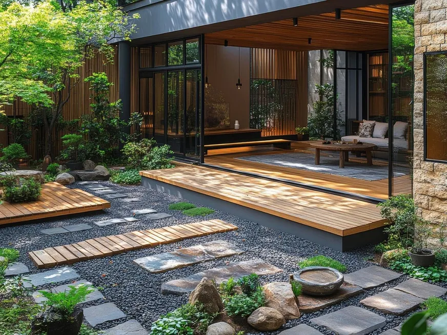 Tranquil Outdoor Courtyard with Contemporary Architectural E