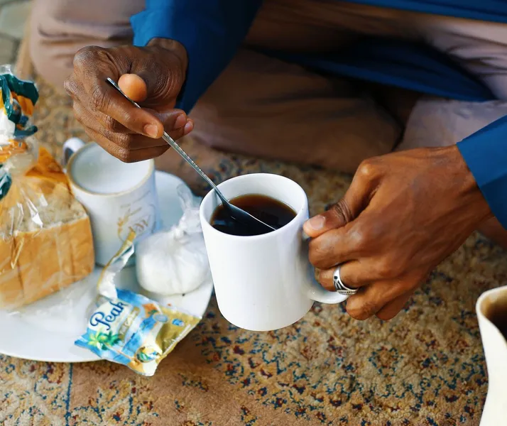 Enjoy a cultural breakfast with bread and tea in
