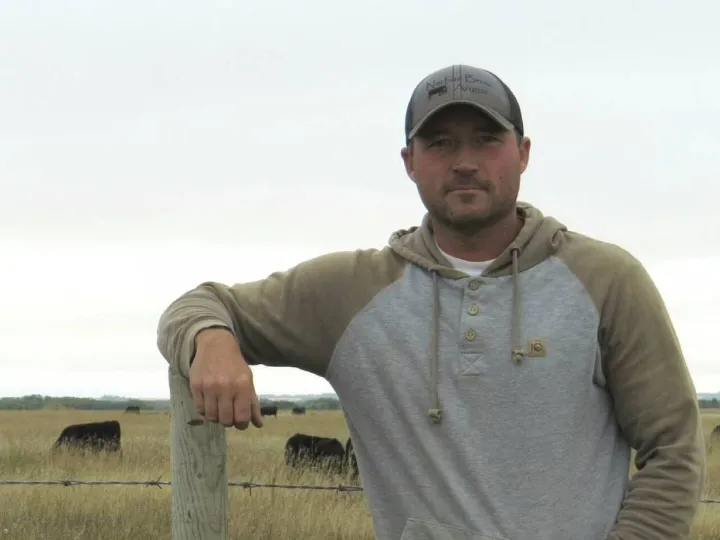 Arron Nerbas Angus breeder speaking on beef day