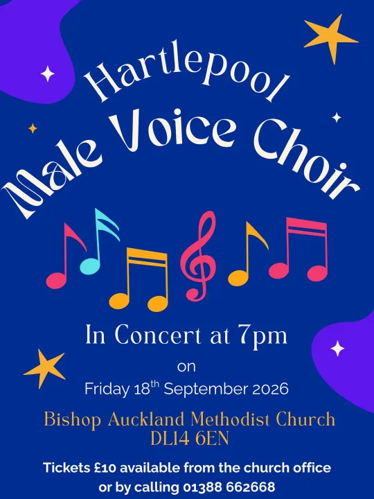 Hartlepool Male Voice Choir Concert 7pm 18.09.2026