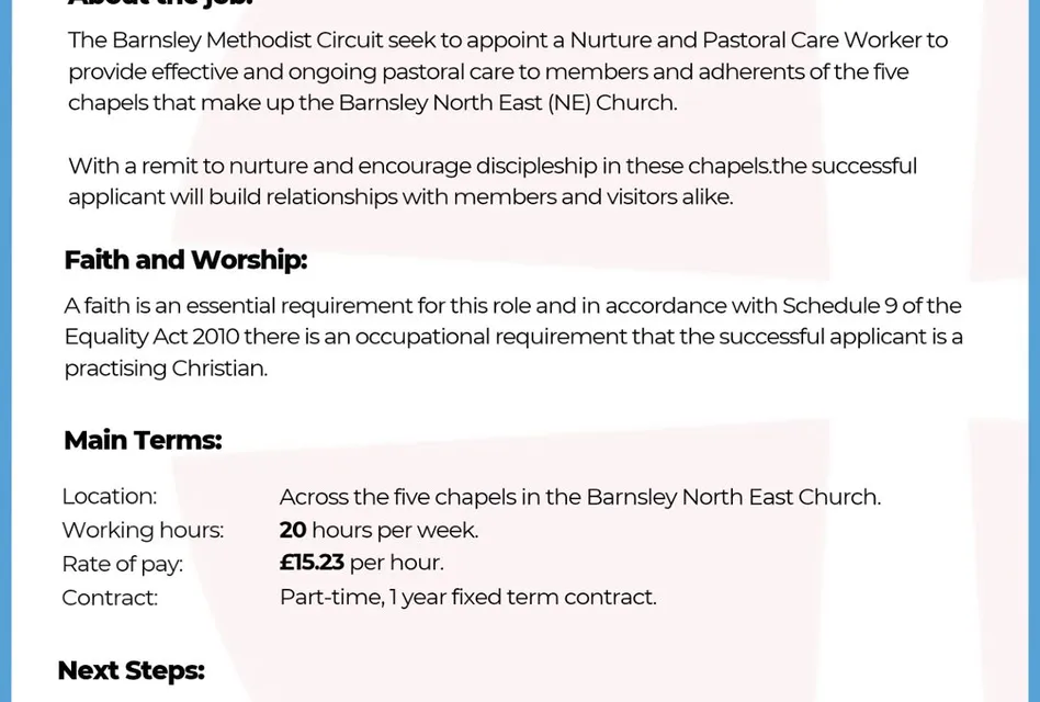 Smd Ja1 Bmc Nurture and Pastoral Care Worker