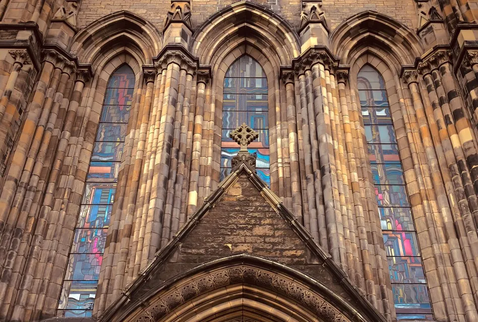 Close-up of Gothic architecture featuring ornate