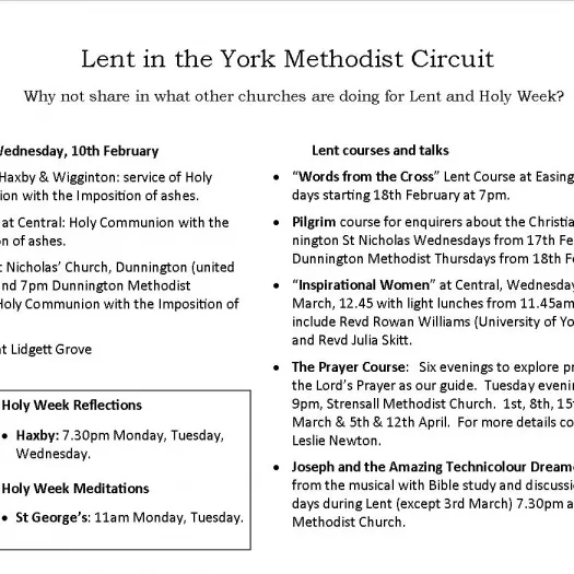 Lent and Easter events 2016