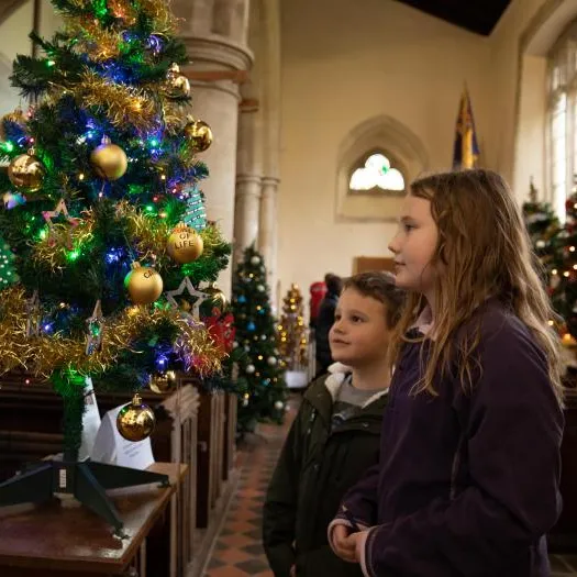 Children Viewing Xmas Tree