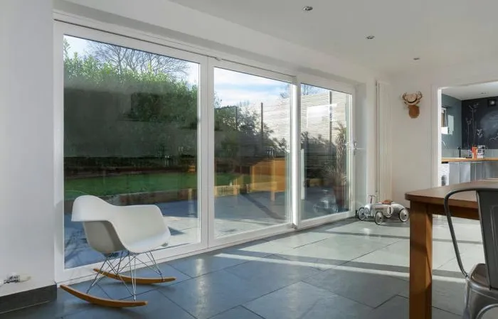 uPVC patio door with a white chair