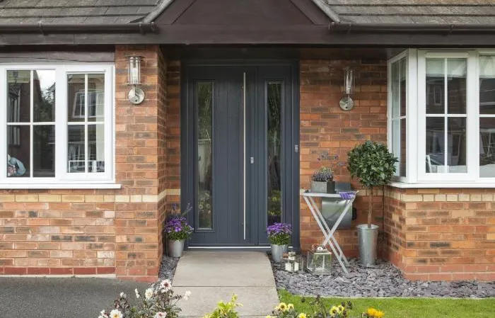 Dark grey door with side panel