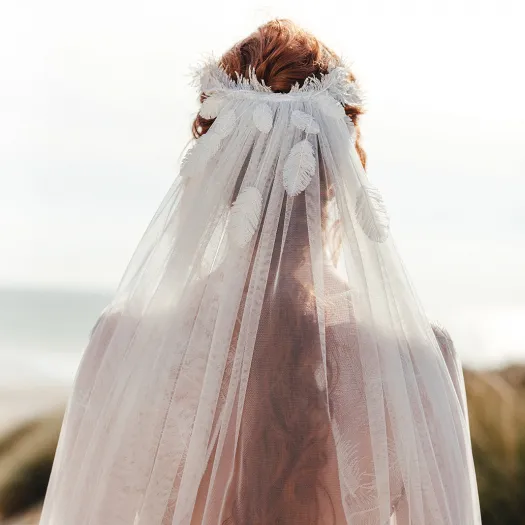 lace feathers halo veil little wing P
