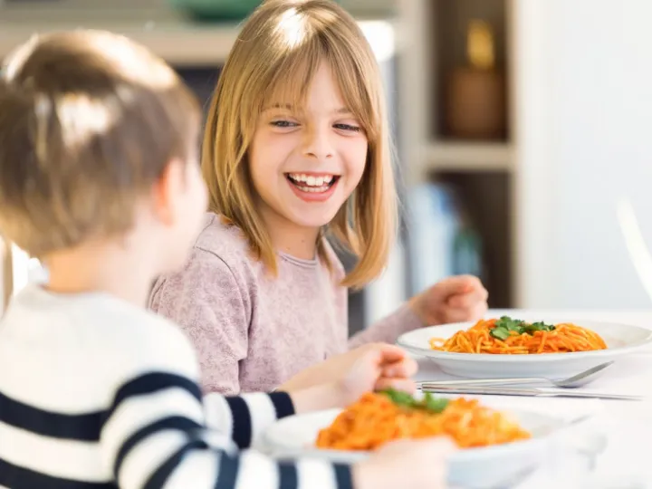 Children Eating A Healthy Meal