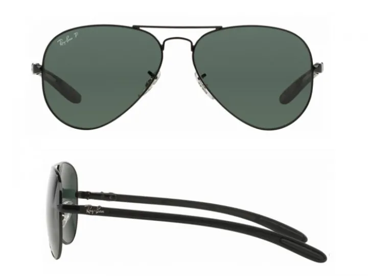 rb8307_002_n5_shot2 Ray-Ban Aviator Carbon Fibre Black / Green Polarised