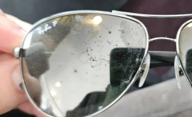 Scratched lens on Ray-ban sunglasses