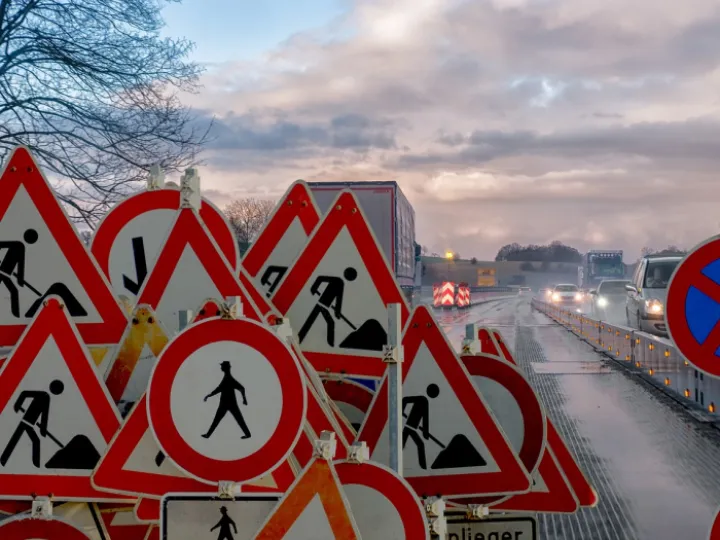 Construction site, traffic, road