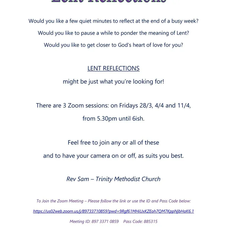 Trinity Lent Reflections 2025