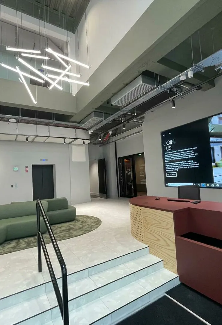 Bright modern office seating area
