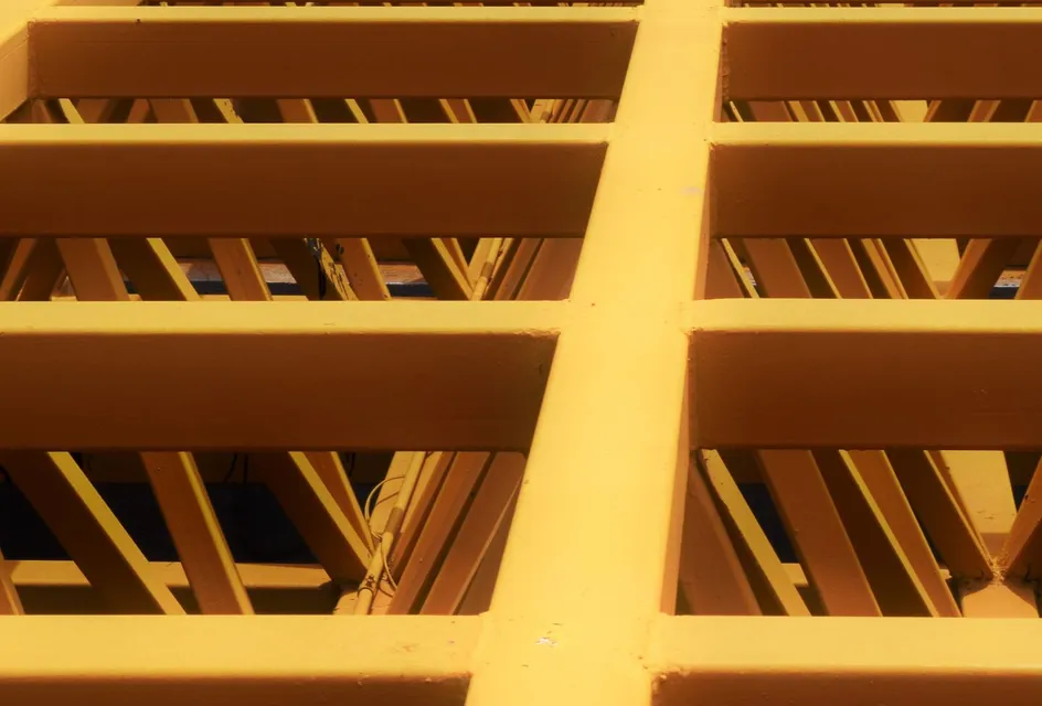 Yellow painted steel girders