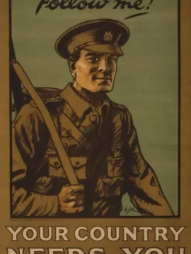 Vintage WW1 poster. Follow me, your country needs you