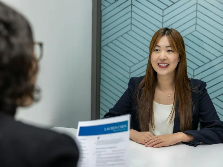 Young woman in a business meeting with an