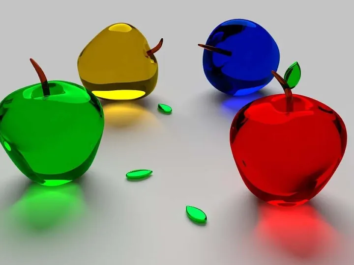 Apple, glass, fruit, transparent, wallpaper, 3d wa