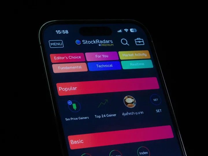 Close-up of a smartphone displaying a financial st