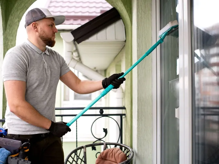 Man doing professional home cleaning service
