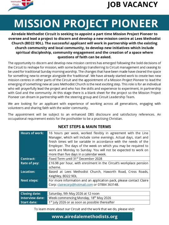 Job Advert &ndash; Mpp Lees &ndash; Airedale