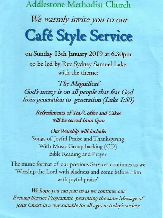 Cafe Style Service &ndash; Jan. 19