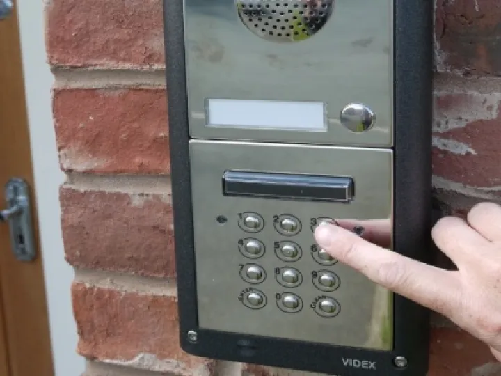 Door access keypad in operation