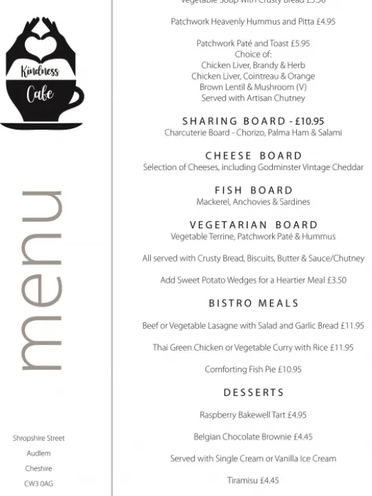 Clare Kindness Menu