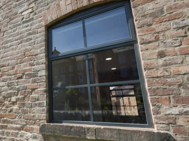 Aluminium window in brick facade