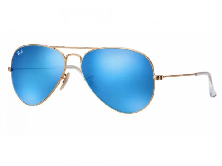 Ray-Ban Aviator RB3025 Sunglasses Gold with Blue Mirror 