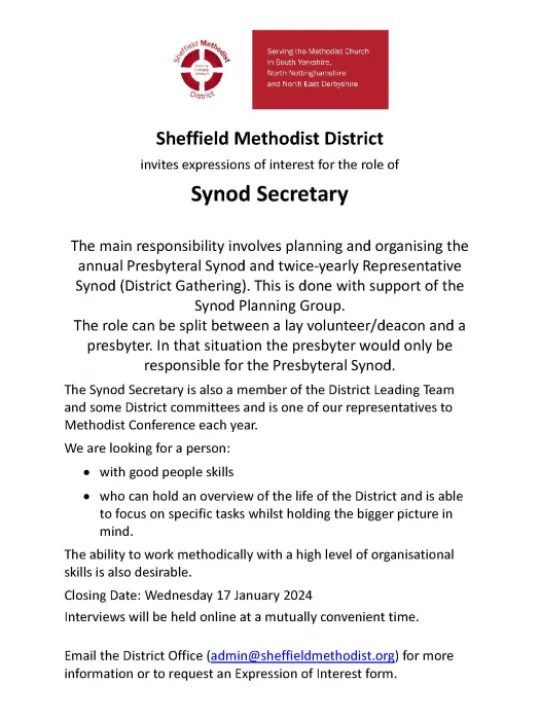 Synod Secretary advert