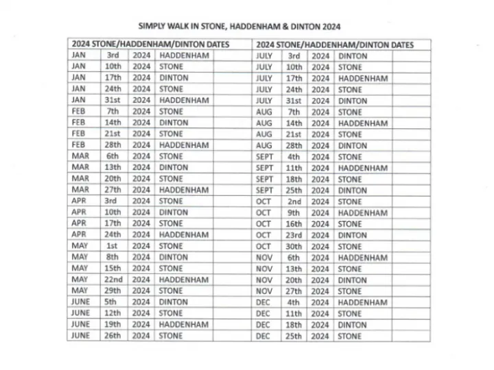 Simply Walk Schedule 2024