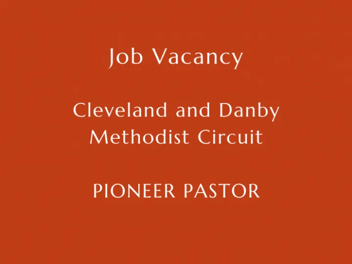 Job Vacancy – Pioneer