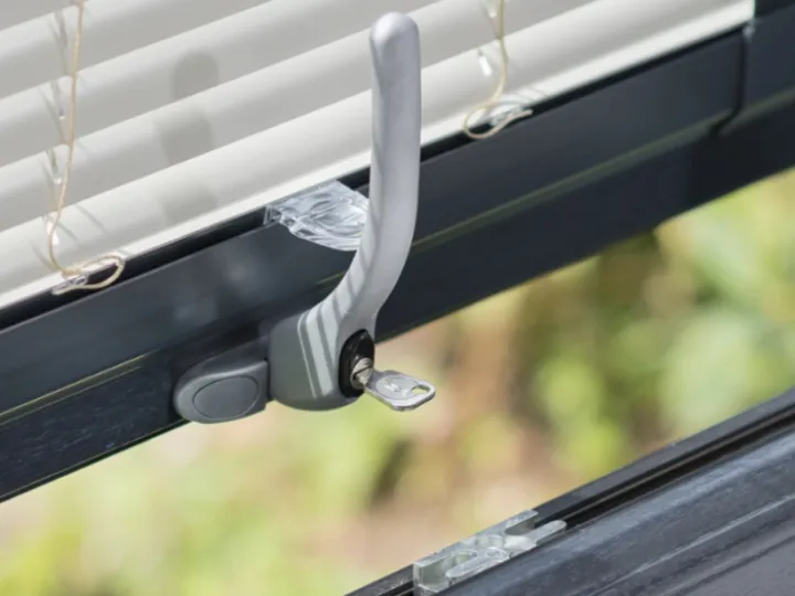 Grey open tilt and turn window