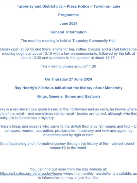 U3a   Press Notice  June 2024