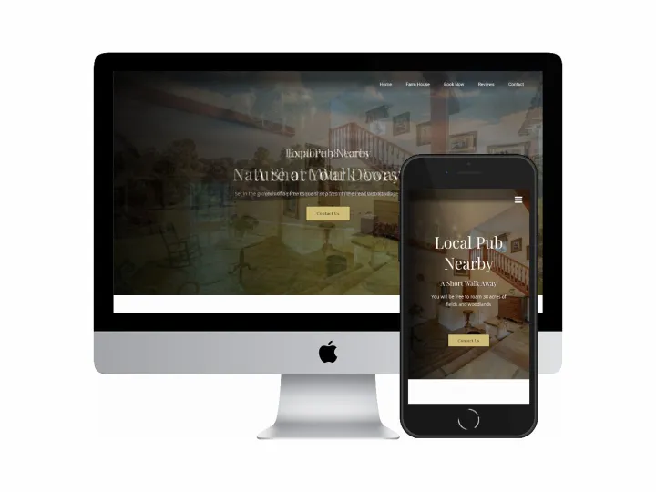 Desktop and mobile screenshots of the Mellor Knowl Farm Holidays website