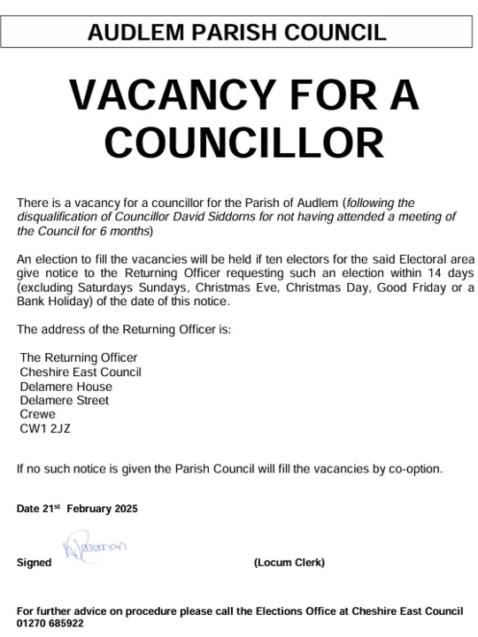 Parish Councillor Vacancy