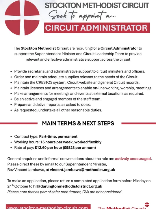 Advert Stockton Circuit Administrator Role October 2025
