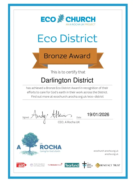 Darlington Eco-District-Bronze Award Certificate