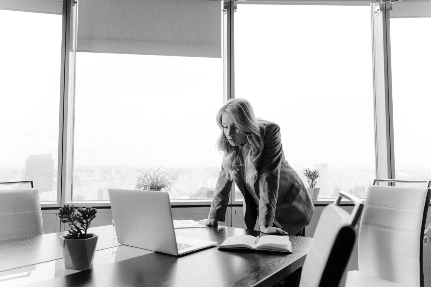 Businesswoman in a bright office
