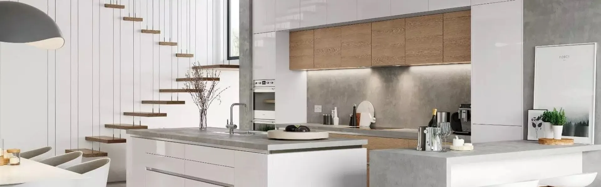 Alku White Gloss Open Plan Kit