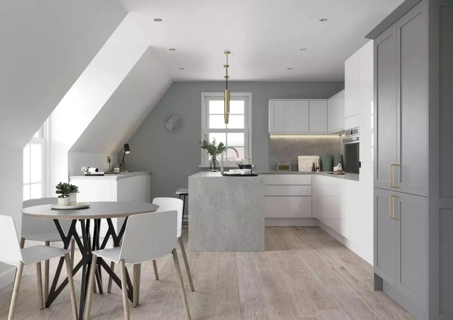 Alku Compact White Grey U-Shap