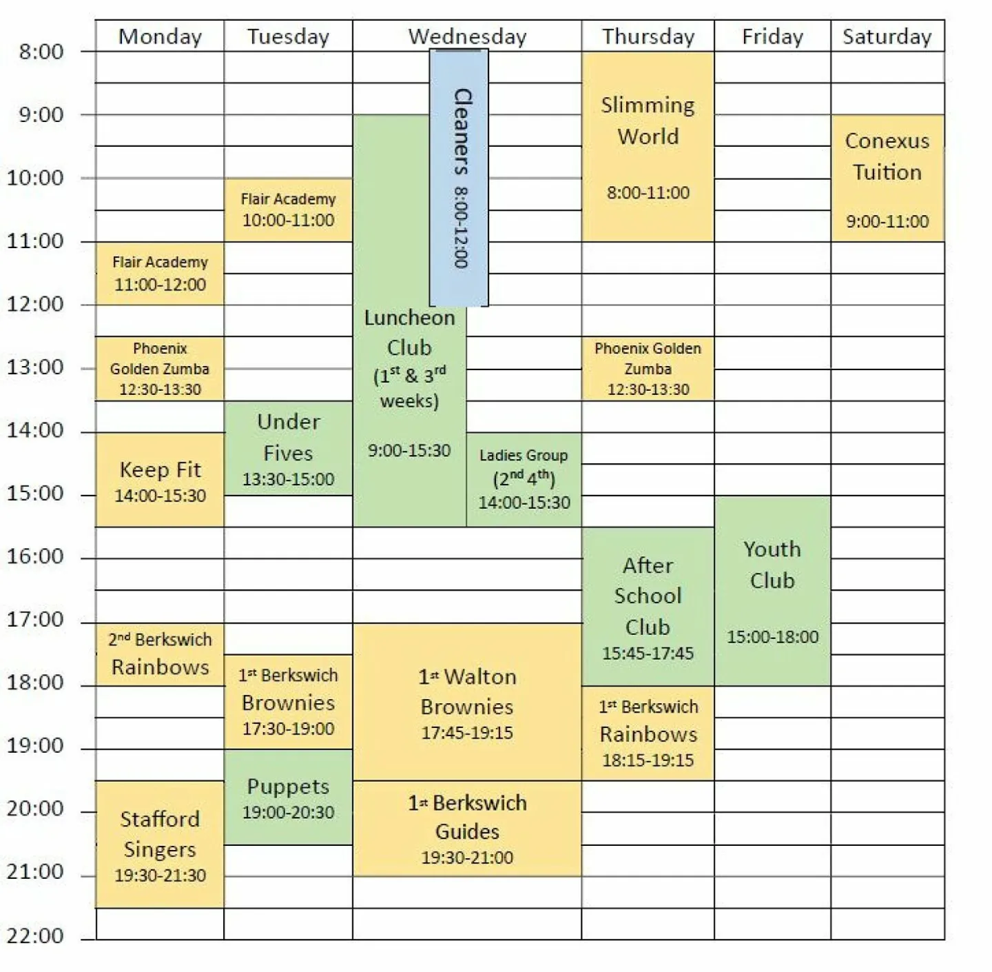 Lettings Schedule