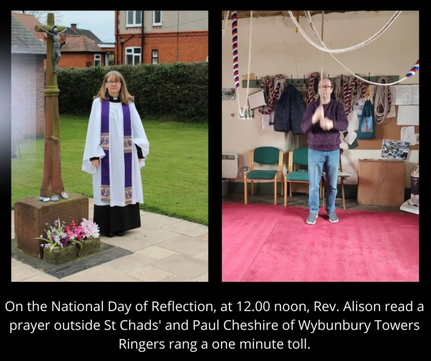 Paul Cheshire Of Wybunbury Tower Bell Ringers ringing a one minute toll