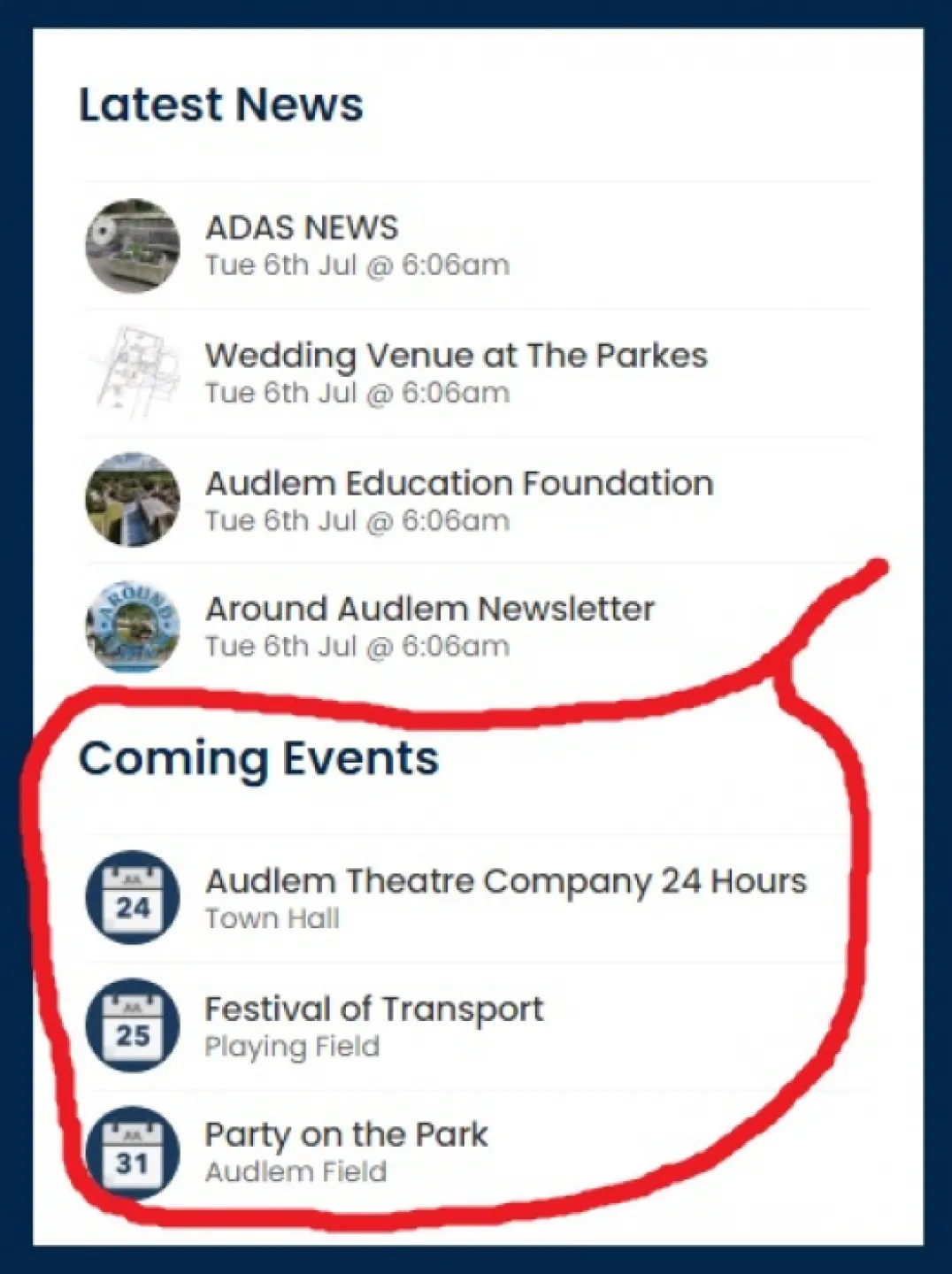 coming events