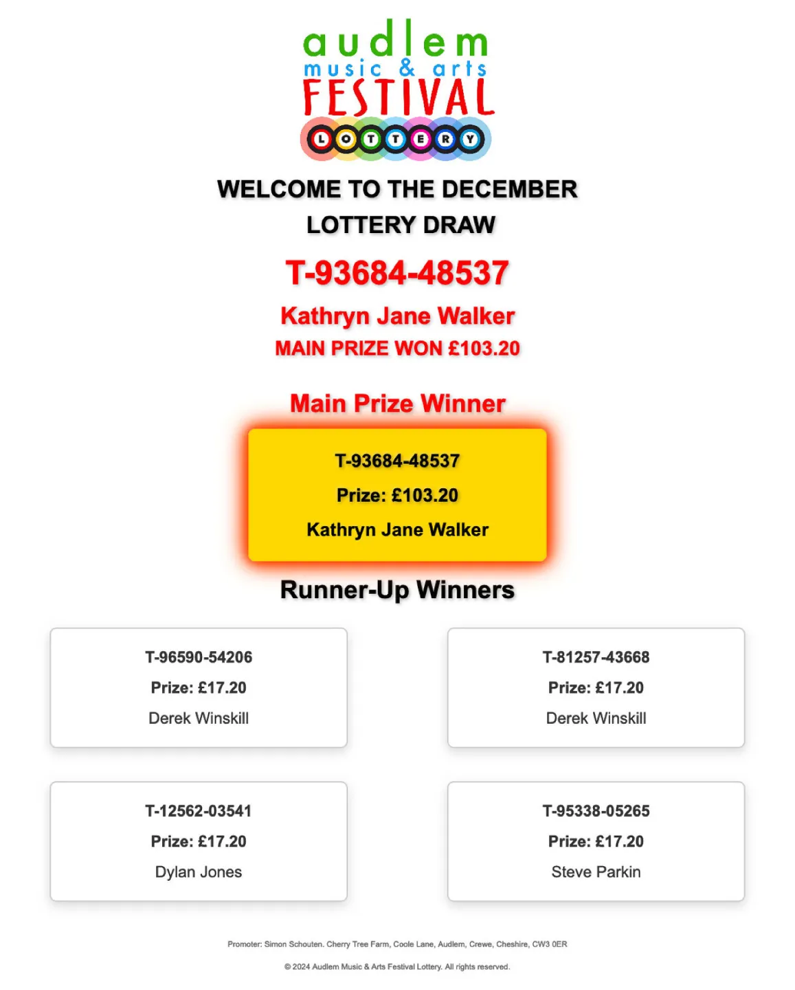 Music Lottery Winners