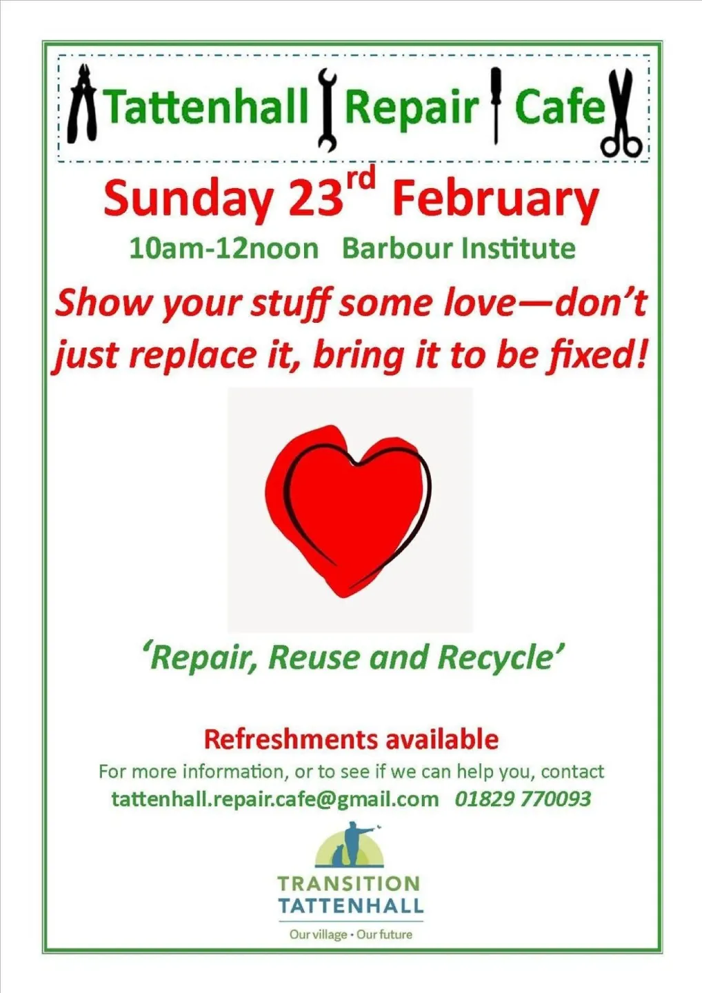 Tattenhall Repair Cafe Feb